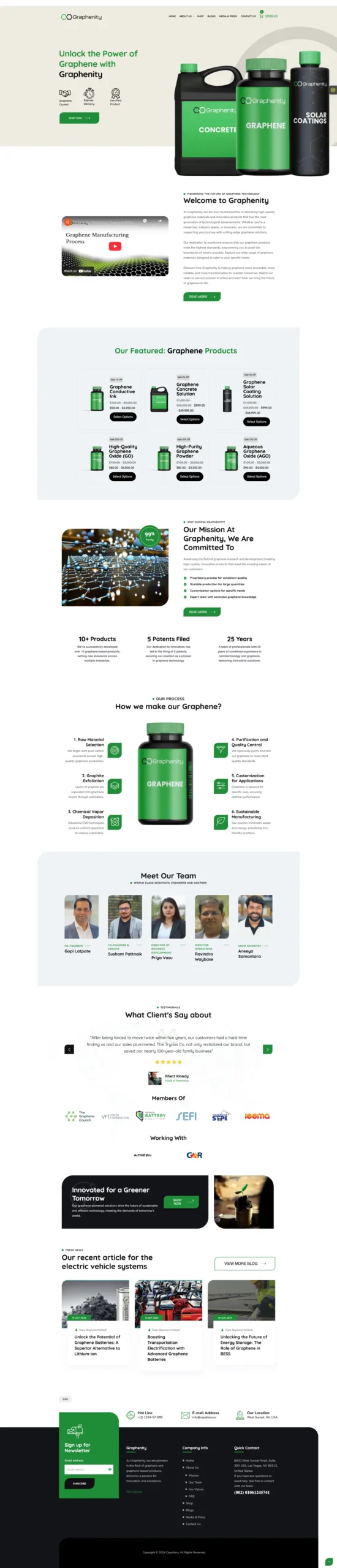Graphenity EV e-commerce website homepage screenshot