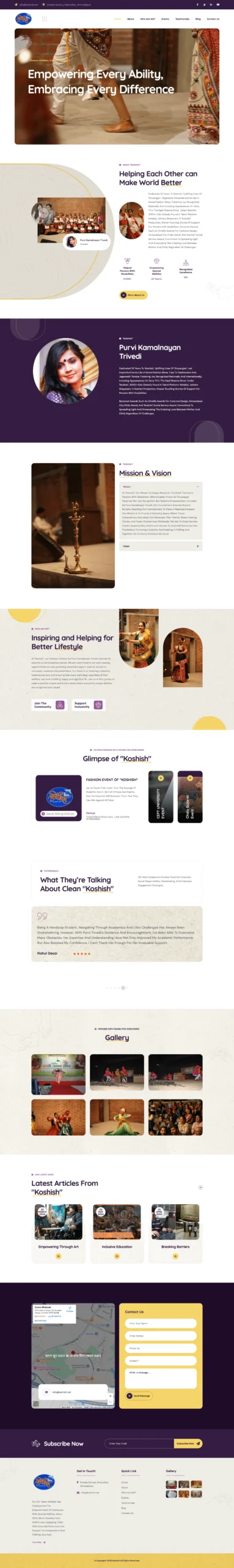 Koshish NGO website screenshot