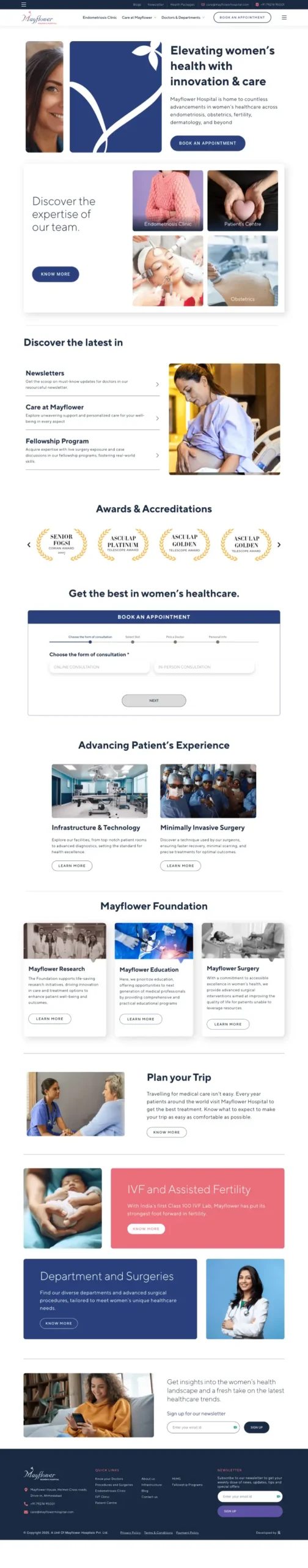Mayflower Women's Hospital website screenshot