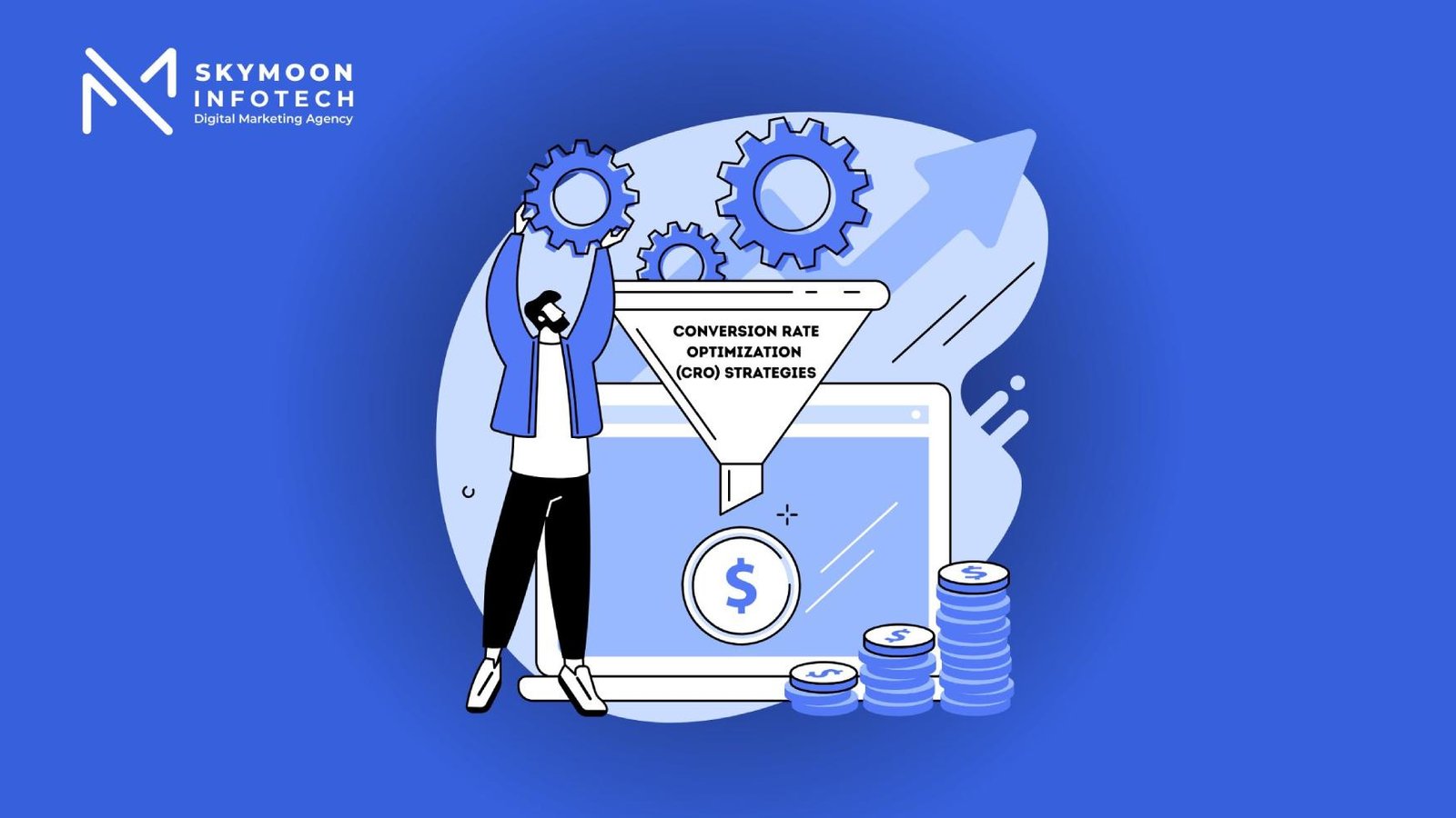 Illustration showing strategies on how to increase website conversion with user journey optimization and call-to-action elements