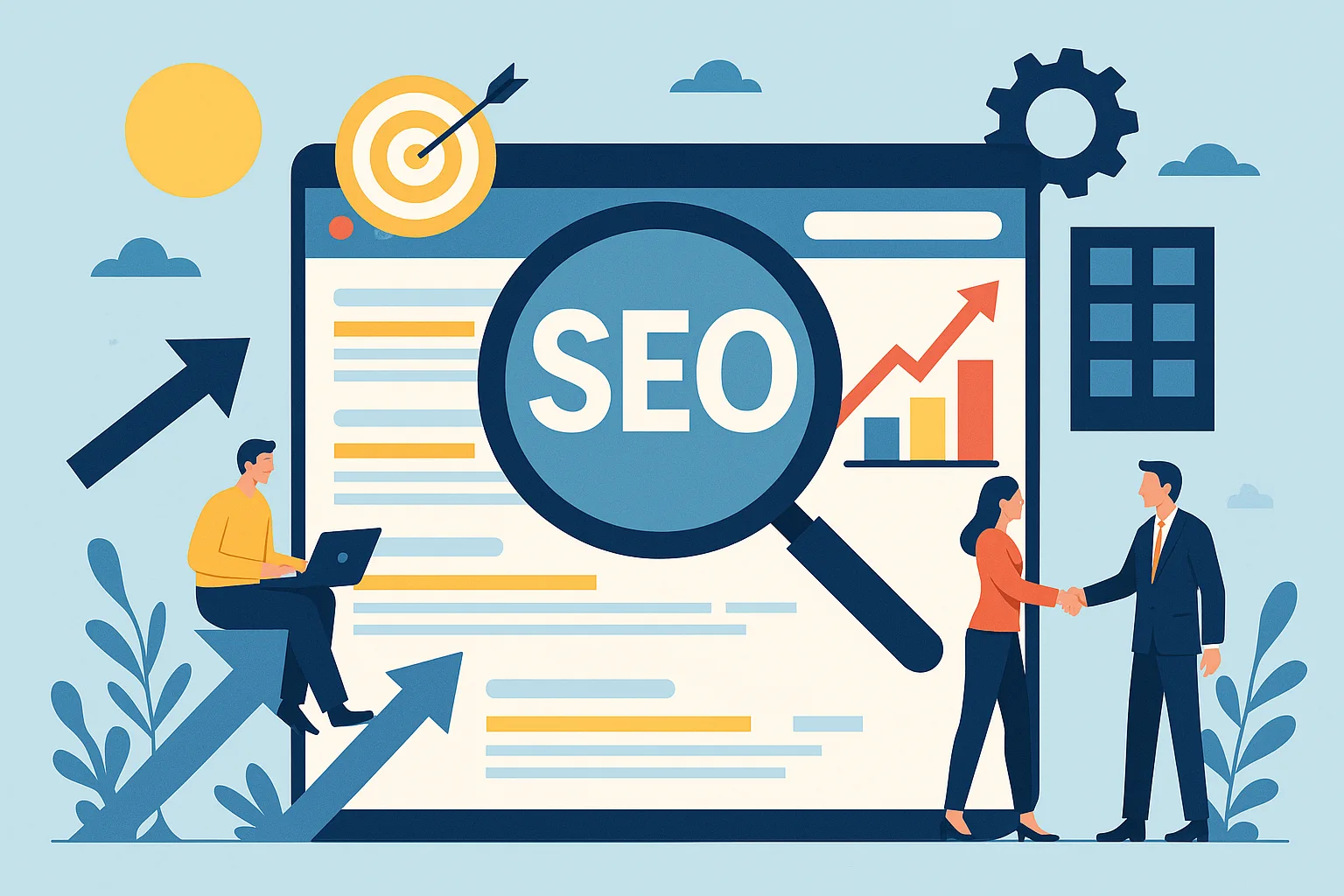 Infographic showing why your business can’t ignore SEO, highlighting key benefits like traffic growth, visibility, and online credibility.