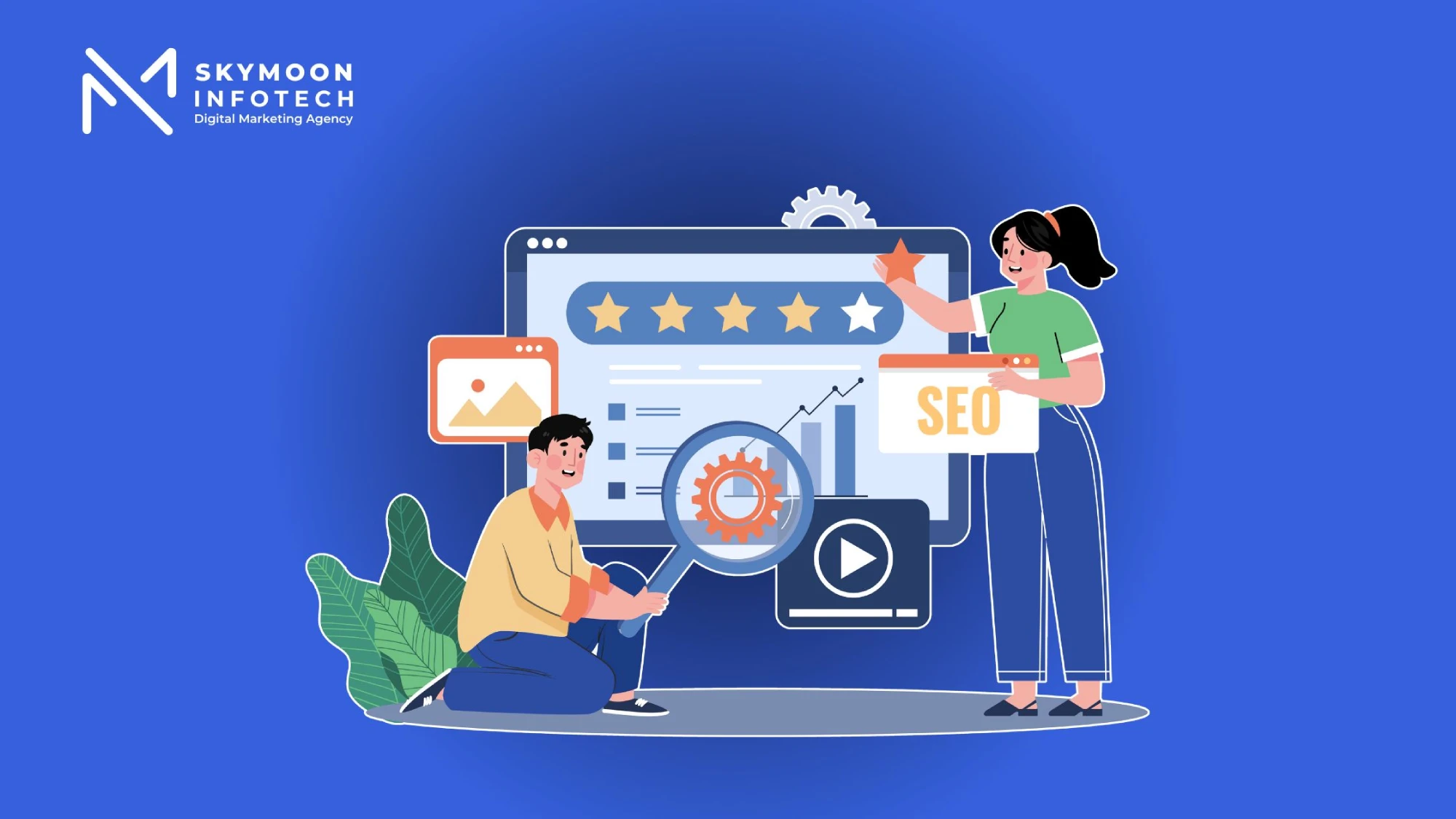 eCommerce SEO strategy visual – dashboard analytics showing rising organic traffic, product optimization, and SEO checklist for online store growth