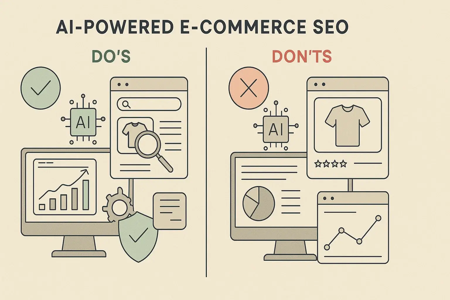 AI SEO tools best practices and pitfalls visual comparison.