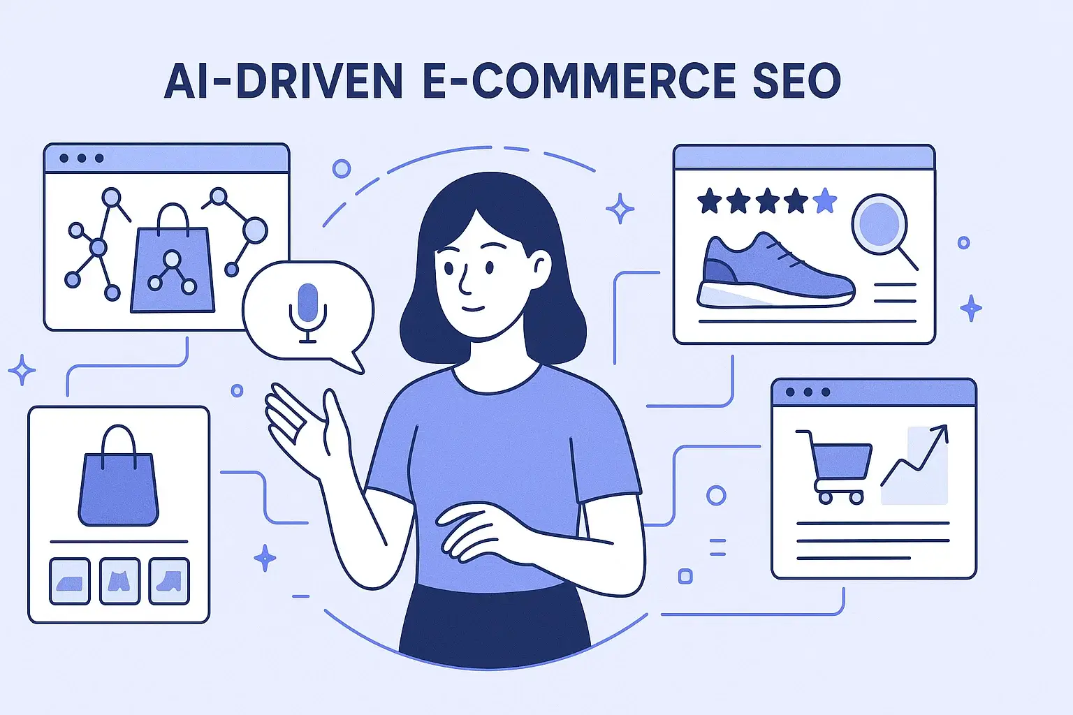 Future of AI-powered e-commerce SEO with voice, visual, and predictive systems.