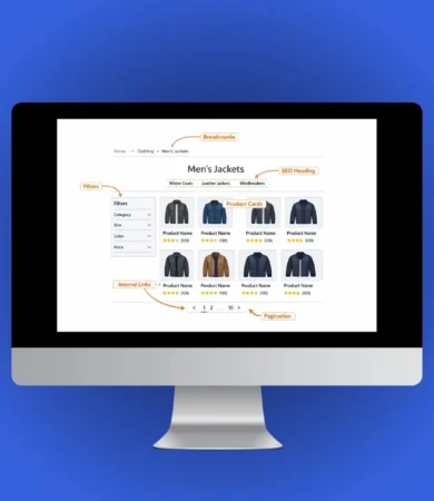 Category page optimization example for ecommerce websites on Shopify, WooCommerce, and custom platforms