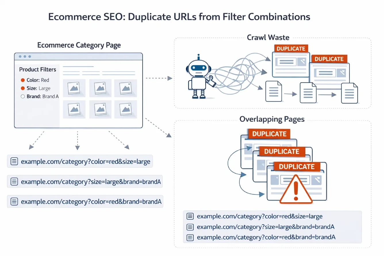 Faceted navigation SEO risks on e-commerce category pages
