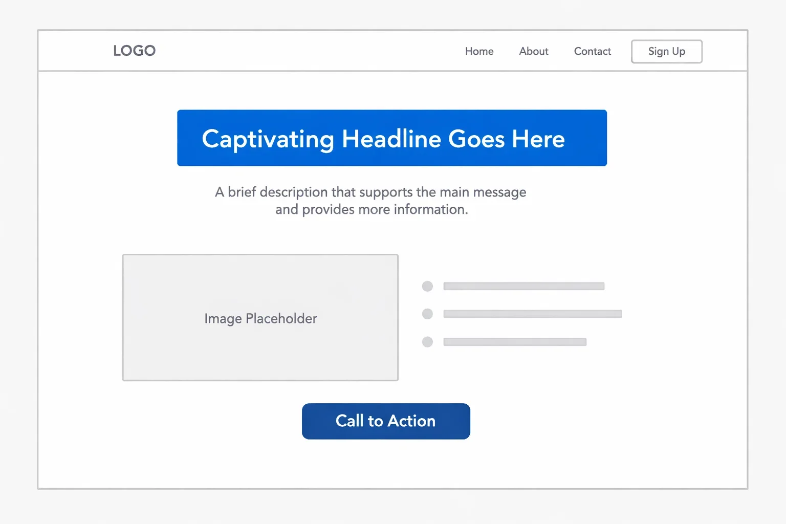 Example of visual hierarchy used in landing page design to guide attention toward the CTA.