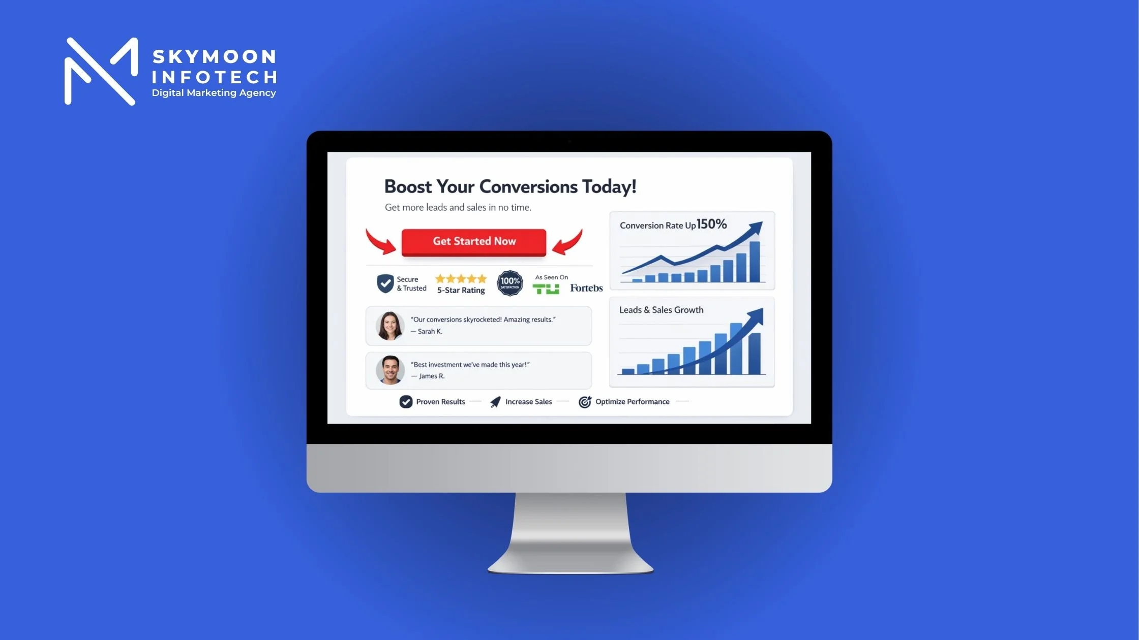 Landing page design best practices illustration showing CTA placement, trust signals, and conversion optimization elements.